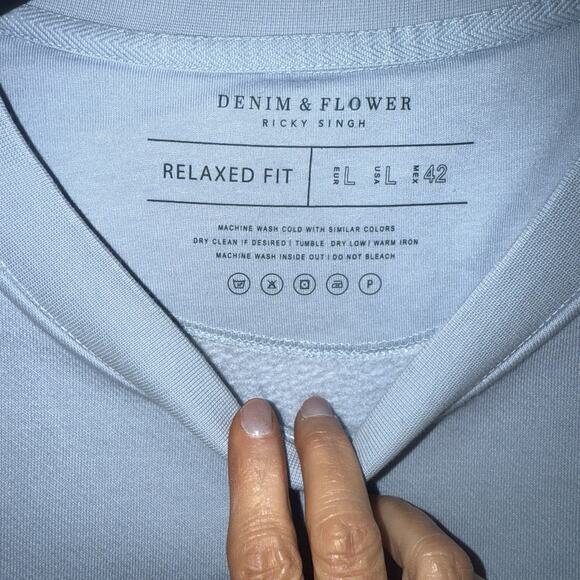 Denim & Flower Men’s Wild Plants Untamed Beauty NWOT Sweatshirt, Lt Blue~SOFT - Picture 3 of 11